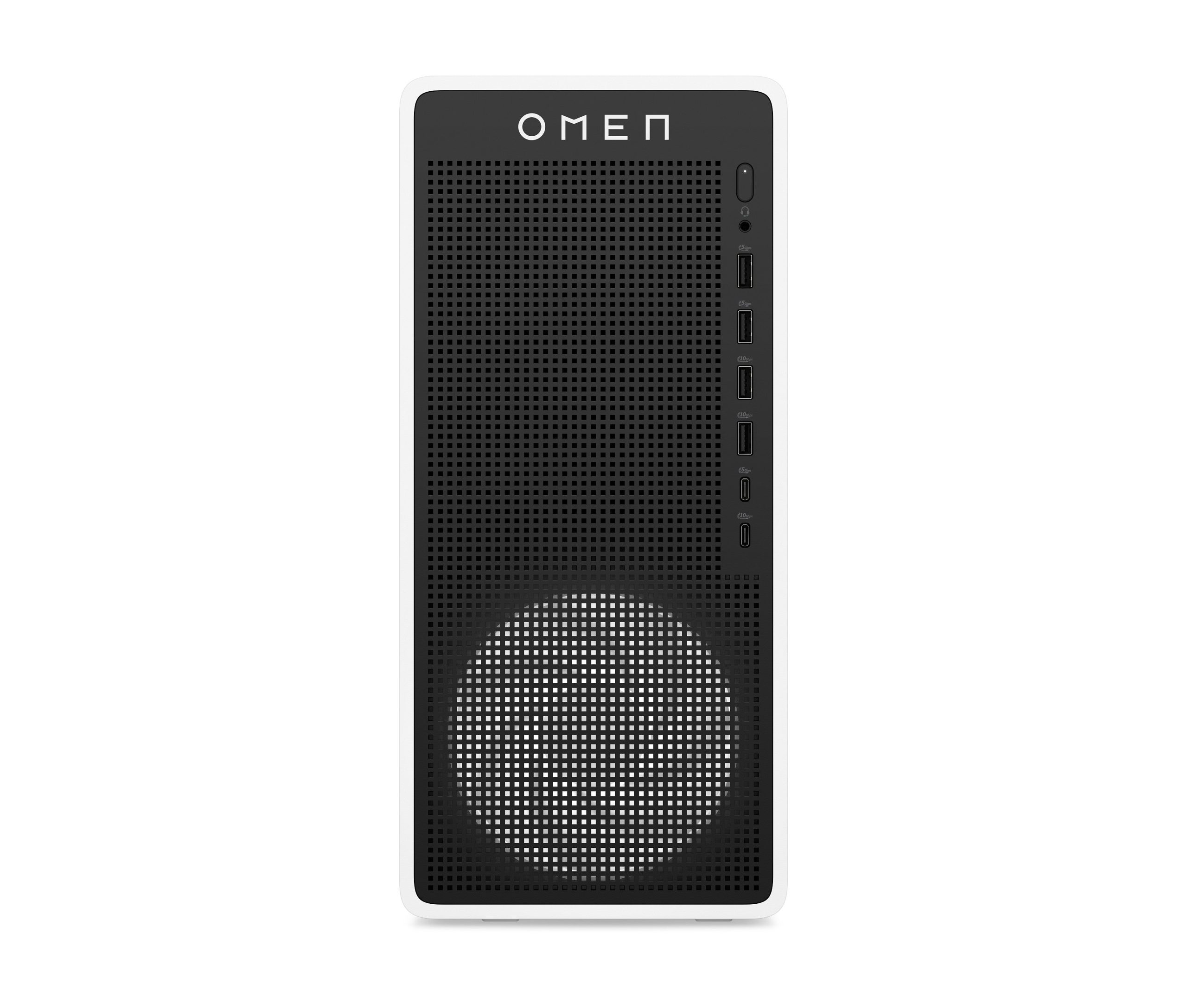 OMEN 16L Gaming Desktop TG03-0060m PC. Windows 11 Home. AMD Ryzen™ 7. 16GB RAM. 1TB SSD. NVIDIA® GeForce RTX™ 5060. Snow white