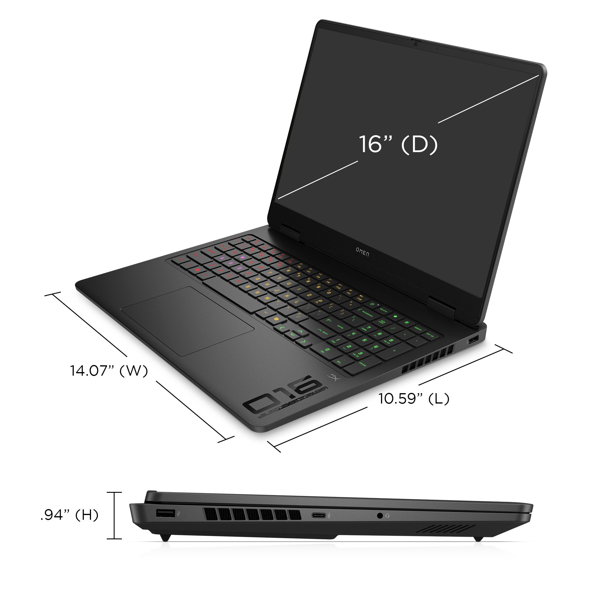 OMEN Gaming Laptop 16-ap0097nr 16. Windows 11 Home.  AMD Ryzen™ AI 9. 32GB RAM. 1TB SSD. NVIDIA® GeForce RTX™ 5070. WQXGA. Shadow black - Image 9